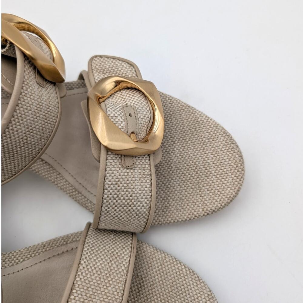 Schutz Olga Sandal Oyster Block Heel Raffia - Picture 13 of 14